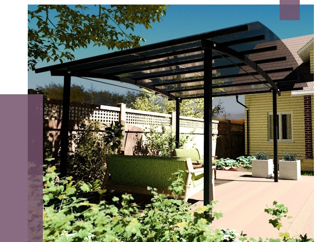 Навесы для террасы в Крымске от 13213 руб. под ключ | ПРОЛЁТ-Крм