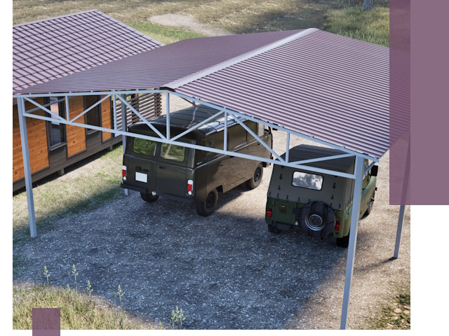 Двускатные навесы под ключ в Крымске — изготовление и монтаж